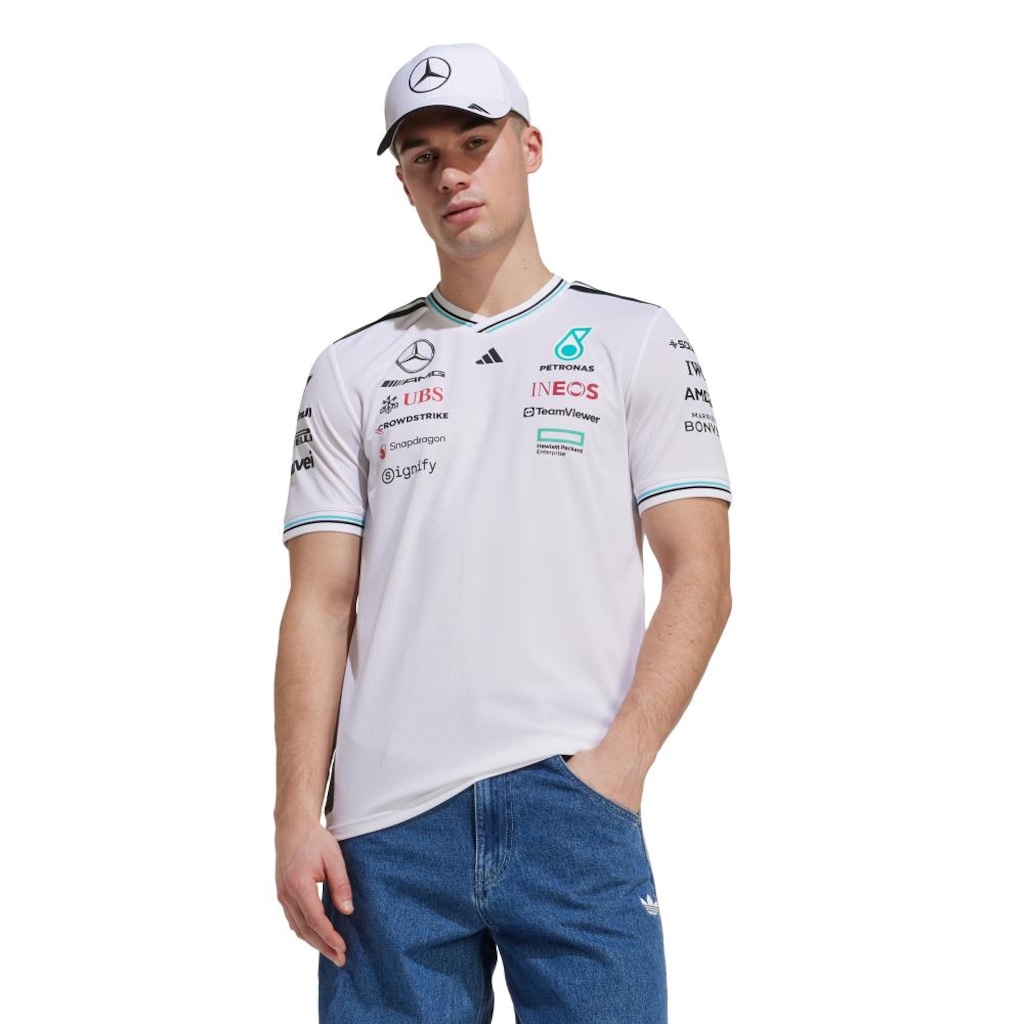 Camiseta Adidas Mercedes - AMG Petronas Fórmula One Team Authentic White Driver Masculina