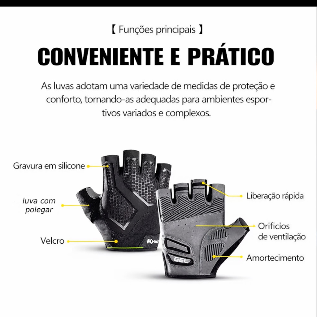 Imagem 2 do produto Luva Ciclismo Gold Sports Competition Gel Meio Dedos - Anti Slip Com Silicone e Respirável