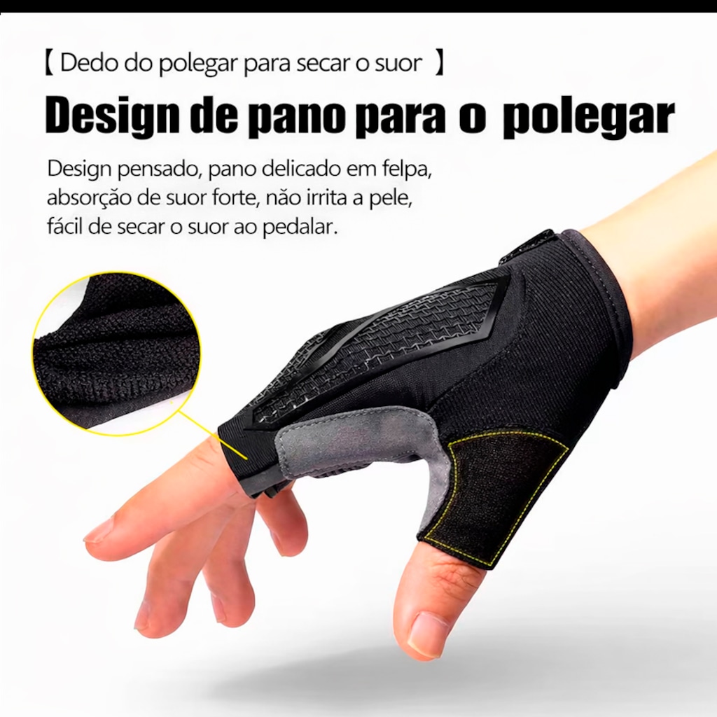 Imagem 3 do produto Luva Ciclismo Gold Sports Competition Gel Meio Dedos - Anti Slip Com Silicone e Respirável