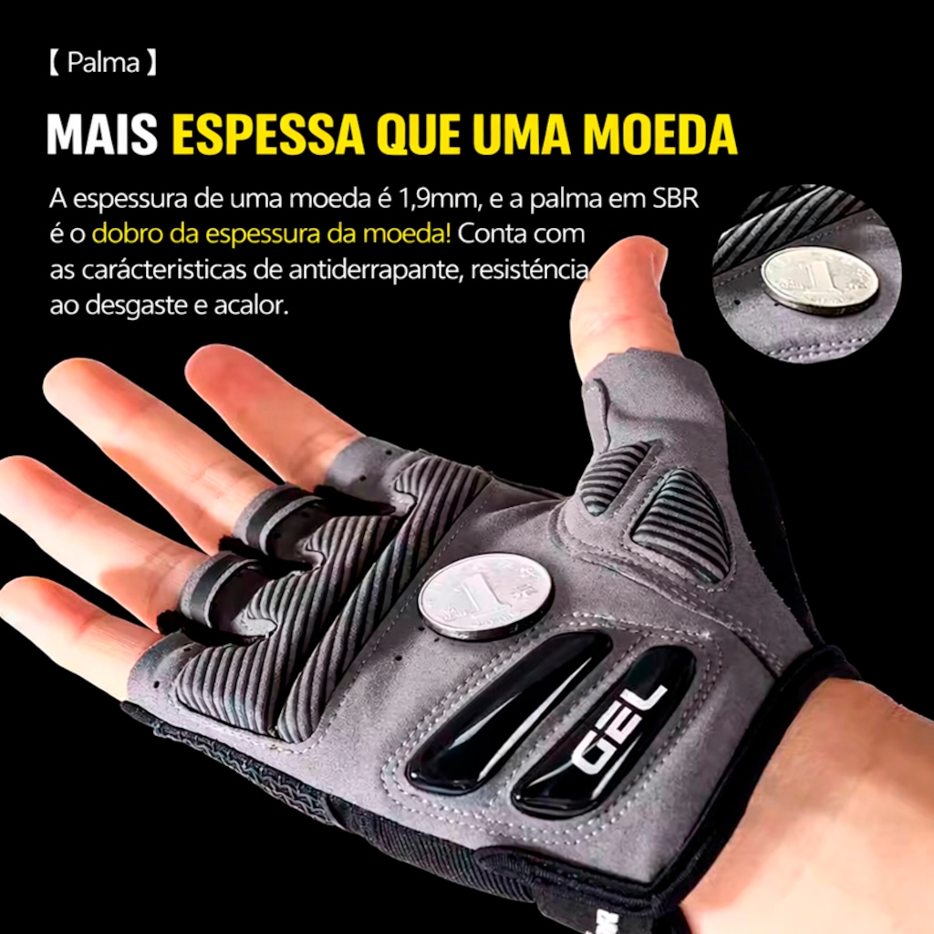 Imagem 4 do produto Luva Ciclismo Gold Sports Competition Gel Meio Dedos - Anti Slip Com Silicone e Respirável
