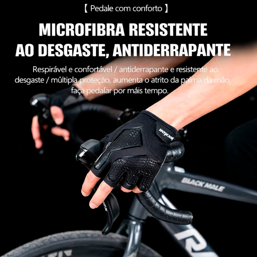Imagem 5 do produto Luva Ciclismo Gold Sports Competition Gel Meio Dedos - Anti Slip Com Silicone e Respirável