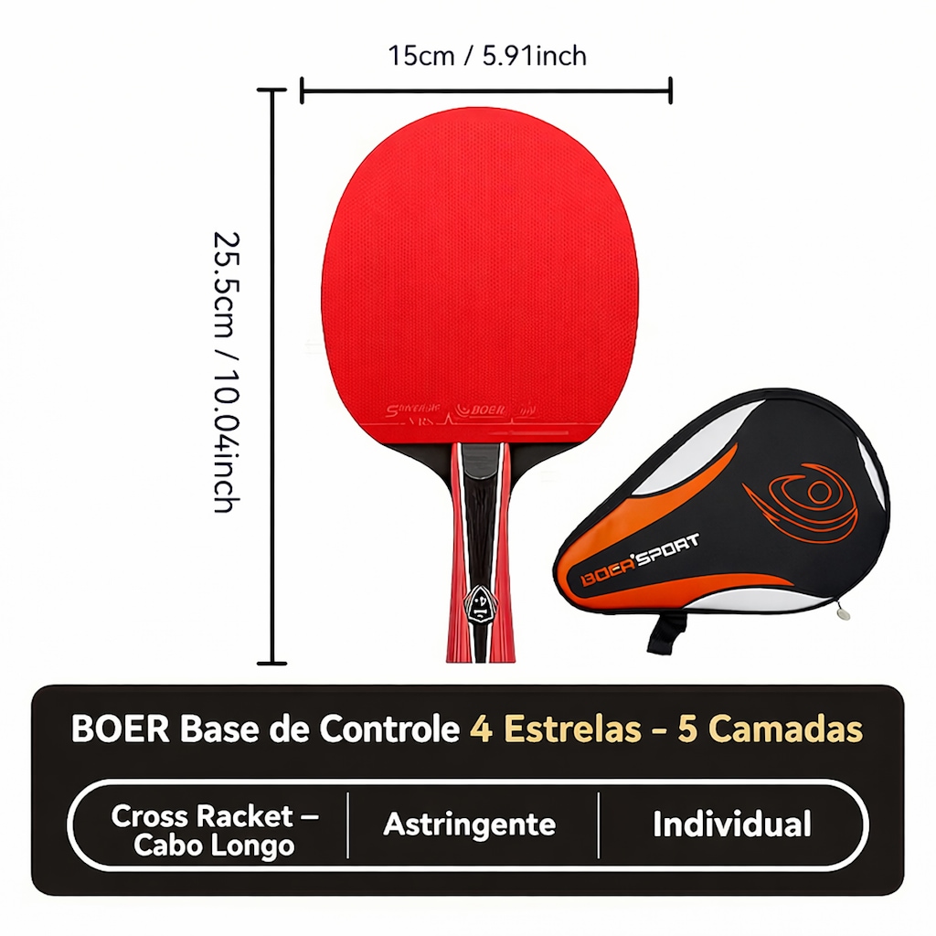 Imagem 5 do produto Kit Tênis de Mesa Boer 4.0 Series Carbon com Raquete 4 Estrelas e Bolsa de Transporte