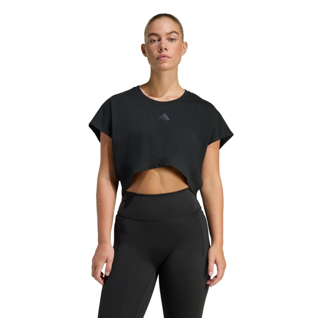 Camiseta Regata adidas Cortada Boxy Power Workout Três Listras Feminina