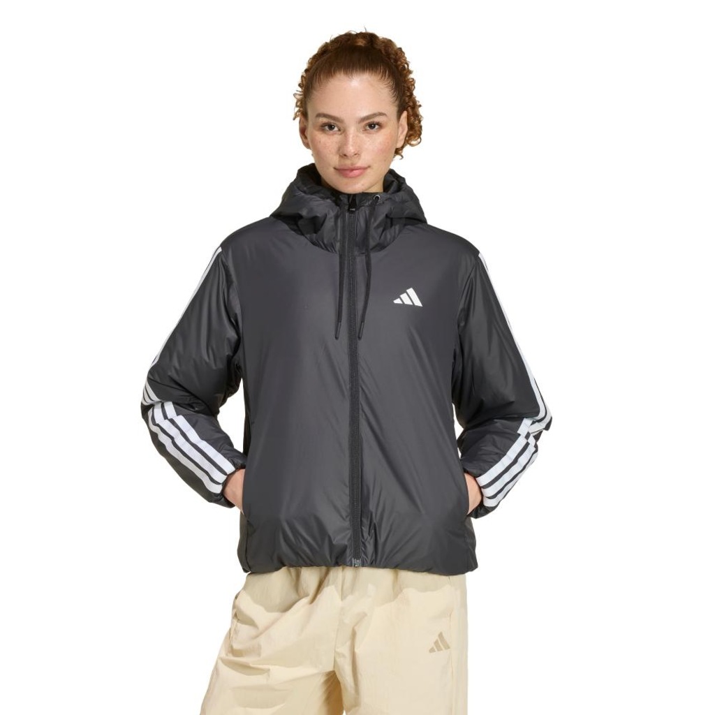 Jaqueta com Capuz adidas Isolamento Essentials CLIMAWARM Três Listras Feminina