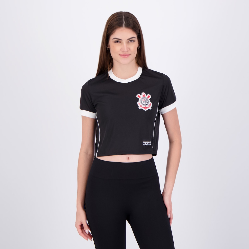 Camiseta Cropped Corinthians Dry Logo Feminino