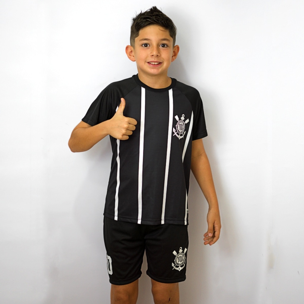 Conjunto do Corinthians Camisa + Shorts Recortes Número 10 Coimbra - Infantil