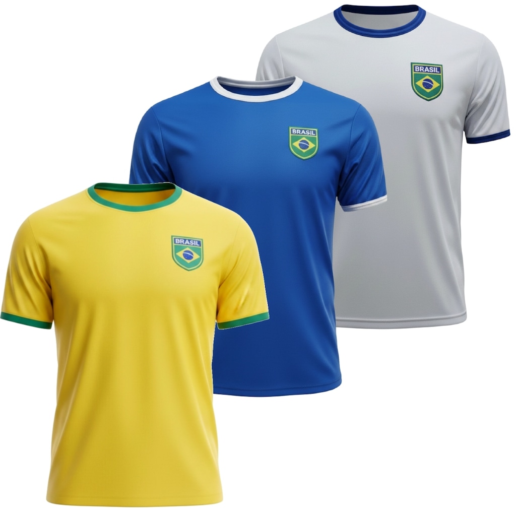 Kit 3 Camisas do Brasil Torcedor Símbolo Olden Sports - Masculina