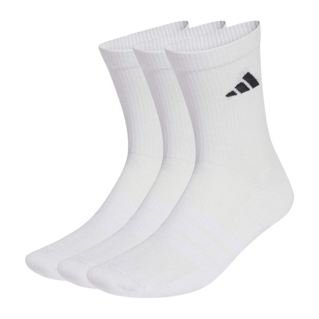Kit com 3 Pares de Meias adidas Cano Médio Crew Socks Unissex