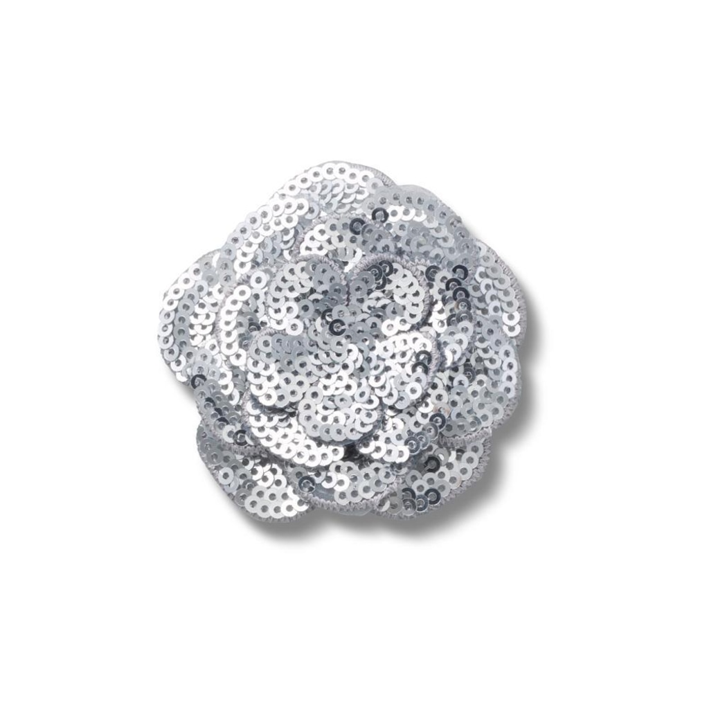 Jibbitz Crocs Flor Prata de Lantejoulas