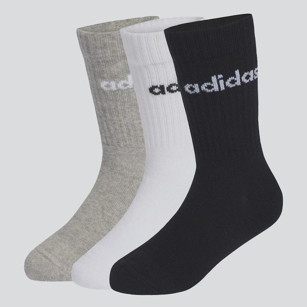 Kit Meia Adidas Linear CRW - 3 Pares - Infantil