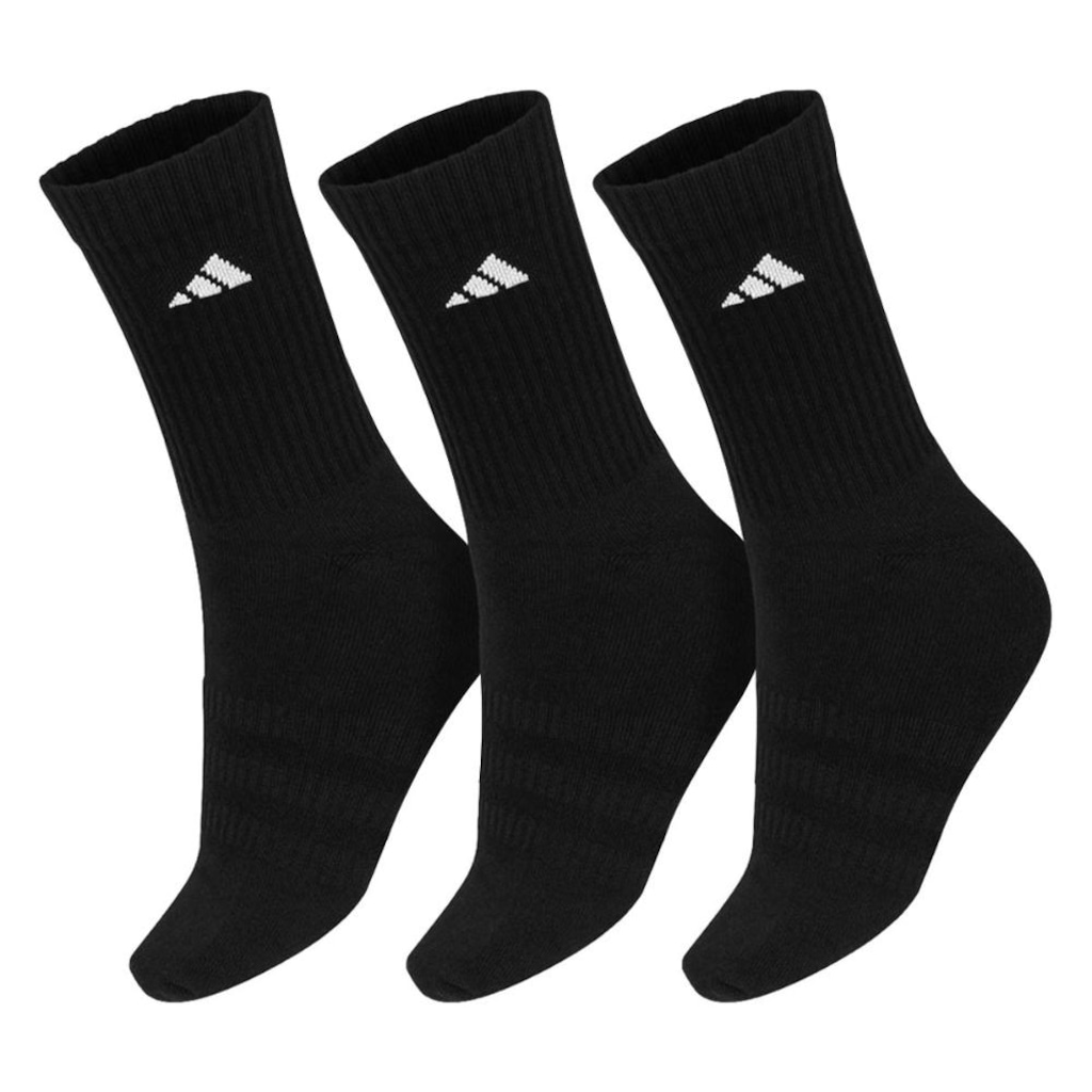 Kit Meias adidas Cano Alto Cushioned Crew Pack com 3 Pares - Adulto