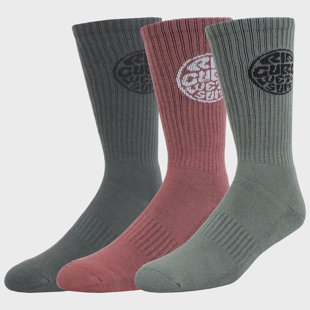 Meia Rip Curl Wetty Crew Kit com 3 Pares Importada Masculina