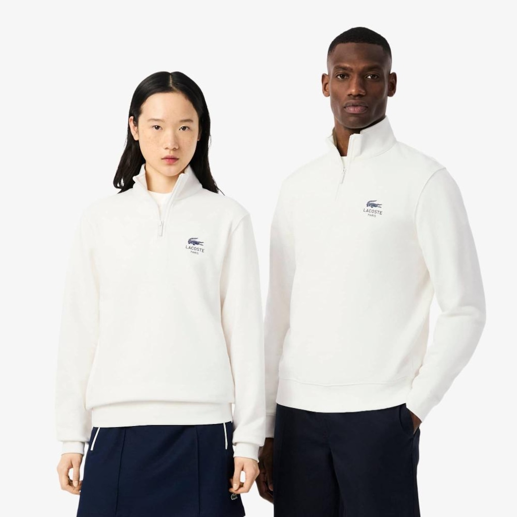 Blusão Moletom Lacoste Unissex Gola Alta – Design Estampado e Conforto Premium