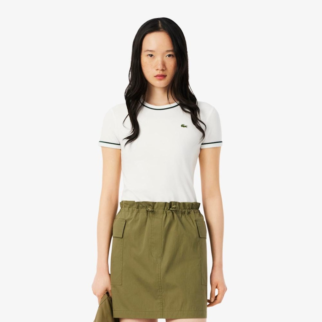 Imagem 1 do produto Camiseta de Malha com Acabamento Contrastante Lacoste Feminina