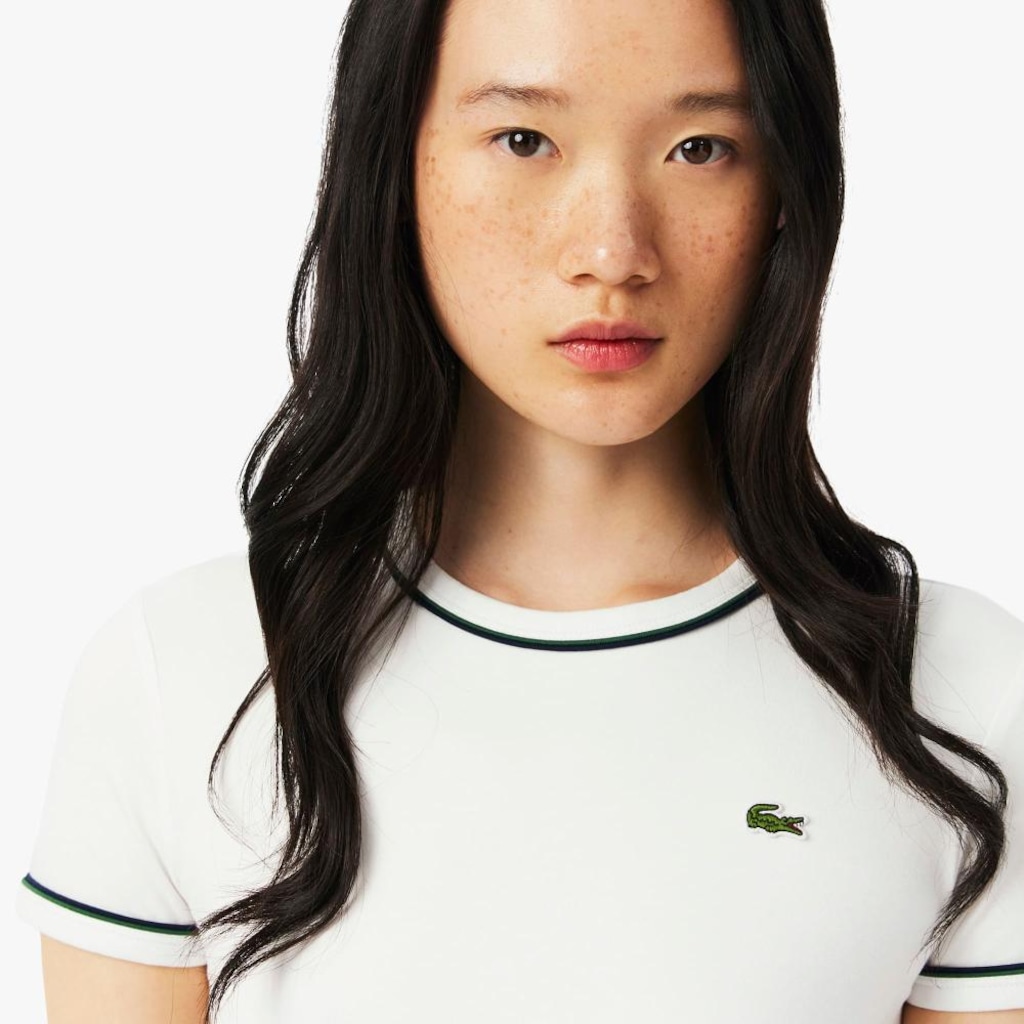 Imagem 2 do produto Camiseta de Malha com Acabamento Contrastante Lacoste Feminina