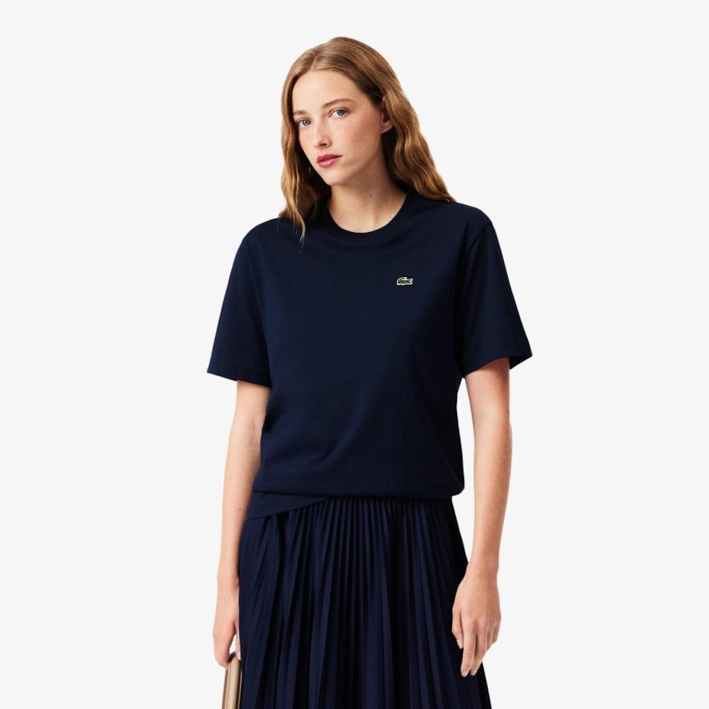 Camiseta de Algodão com Caimento Relaxado Lacoste Feminina