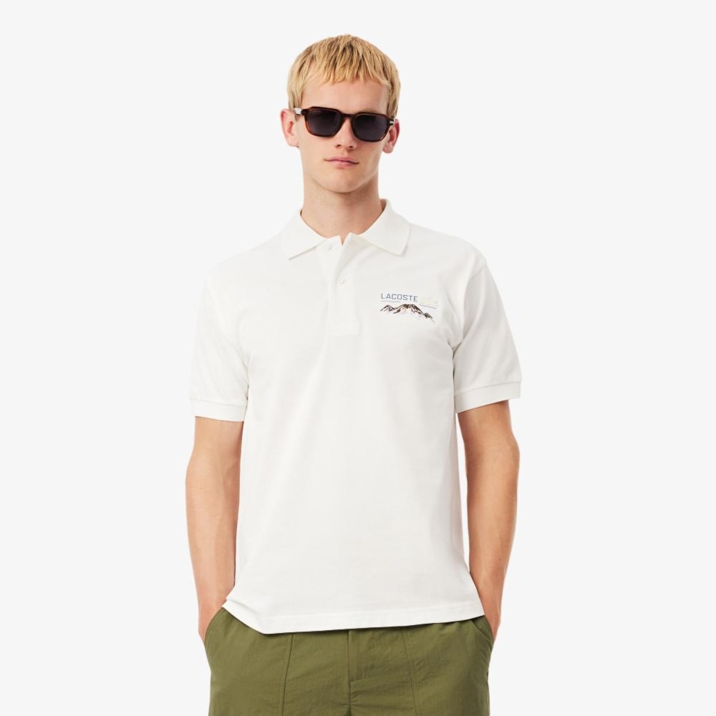Camisa Polo Mini-Piqué com Motivo Bordado de Caimento Clássico Lacoste Masculina