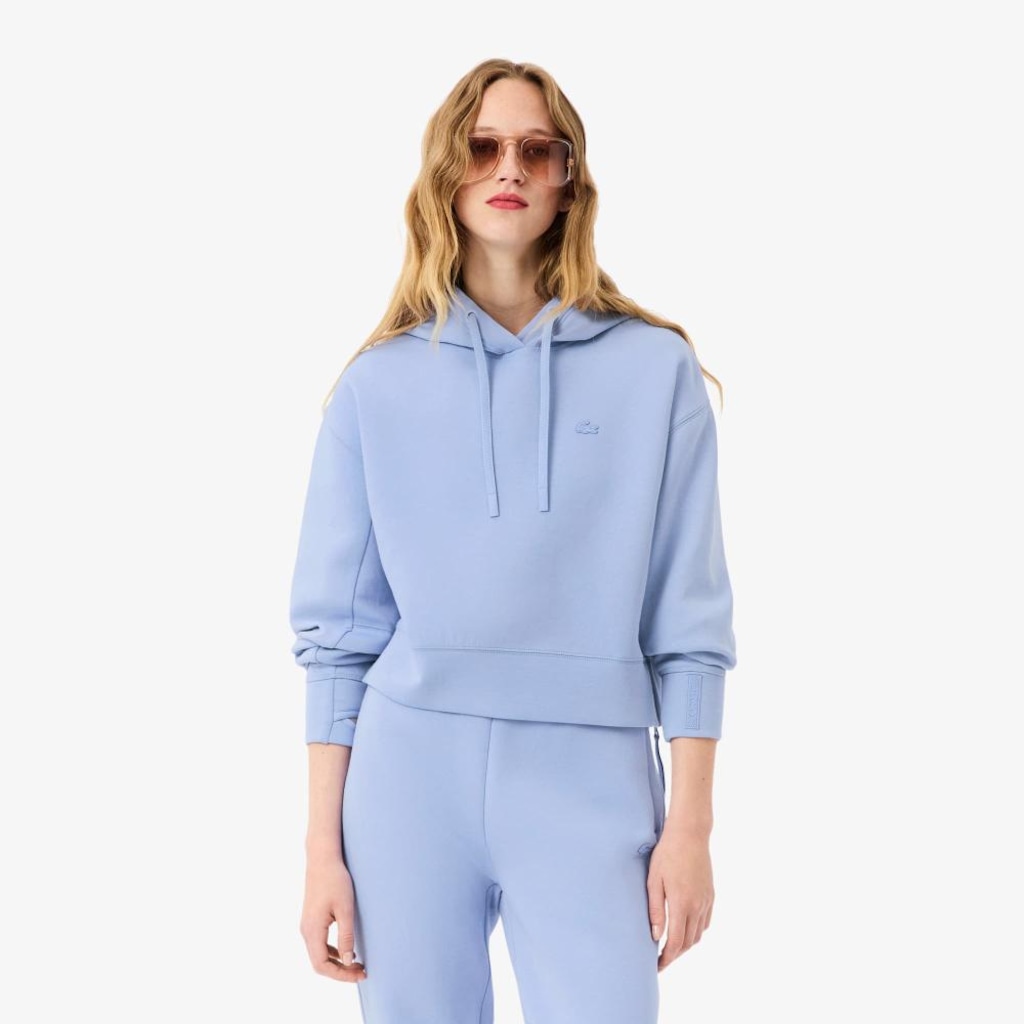 Blusão Moletom Curto de Algodão Lacoste Feminina