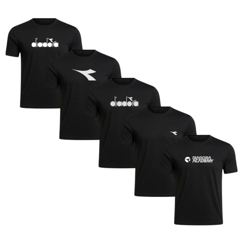 Kit 5 Camisetas Diadora Logos Masculina