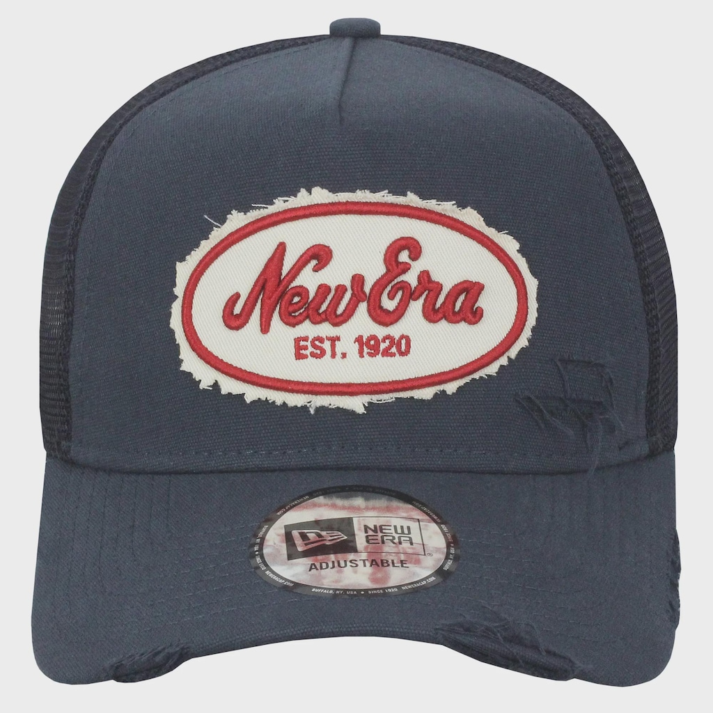 Boné Aba Curva New Era Canvas Distress Trucker Navy Importado