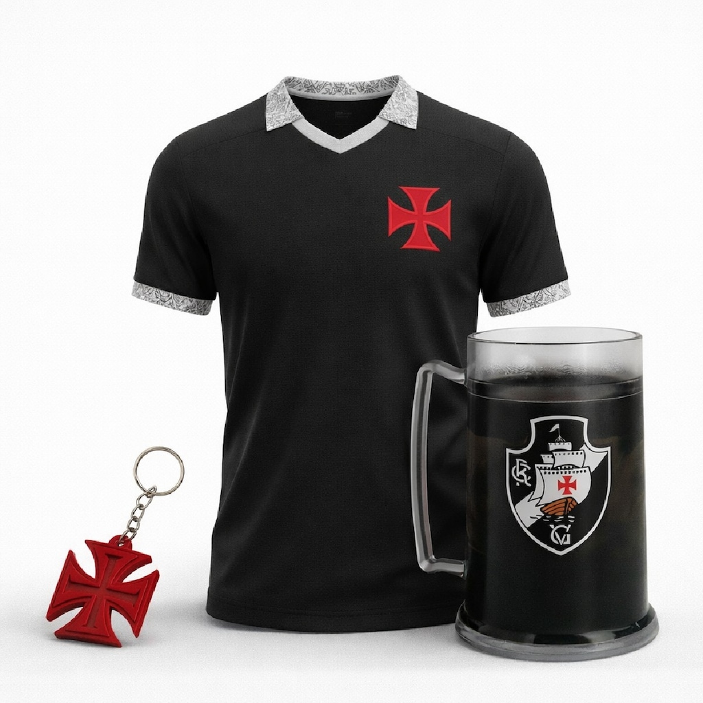 Kit Camisa do Vasco Da Gama Eterno + Caneca + Chaveiro Borracha Braziline - Masculina