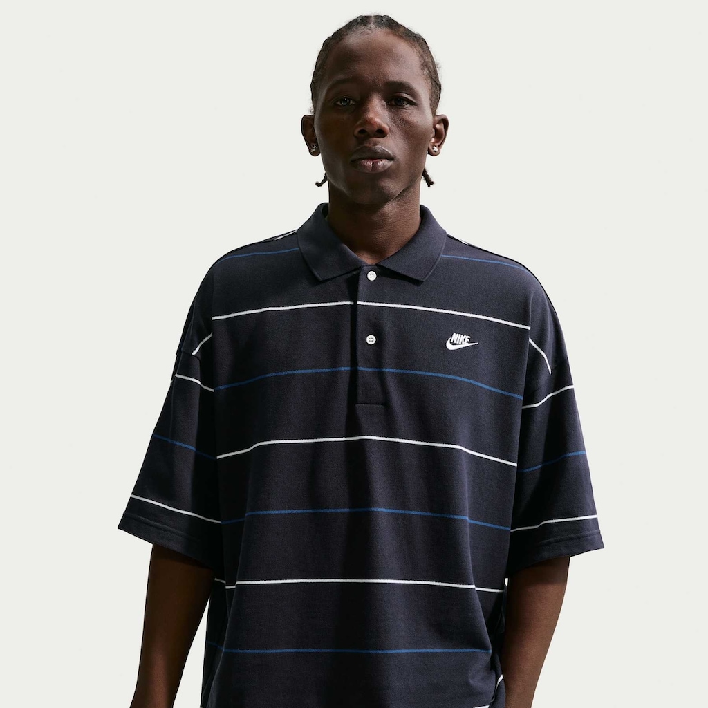 Camisa Polo Nike Club Stripe Oversized Masculina