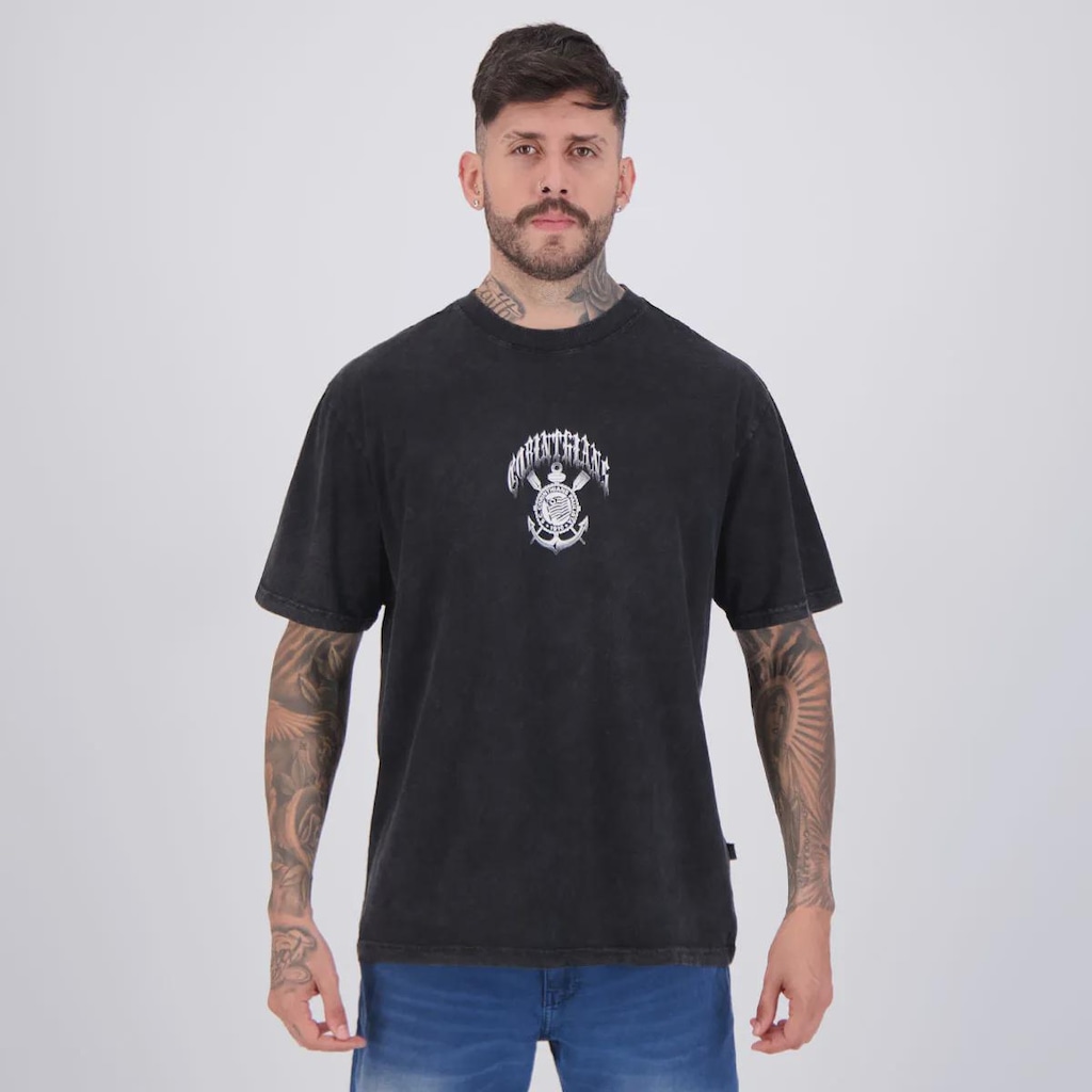 Camiseta Corinthians Stoned Oversized Masculina