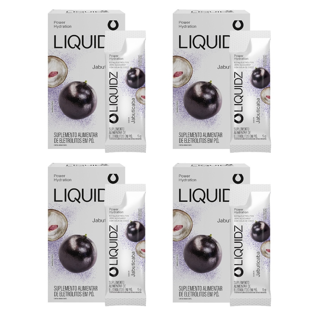 Kit 4 Caixas LIQUIDZ - Eletrólitos Zero Açúcares - Jabuticaba - 24 sachês