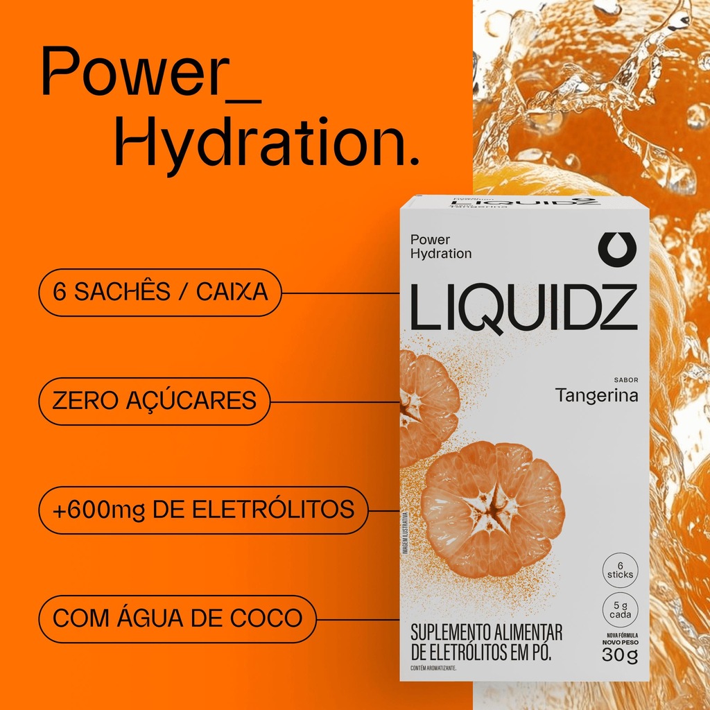 Imagem 4 do produto Kit 4 Caixas LIQUIDZ - Eletrólitos Zero Açúcares - Limonada | Tangerina - 24 sachês