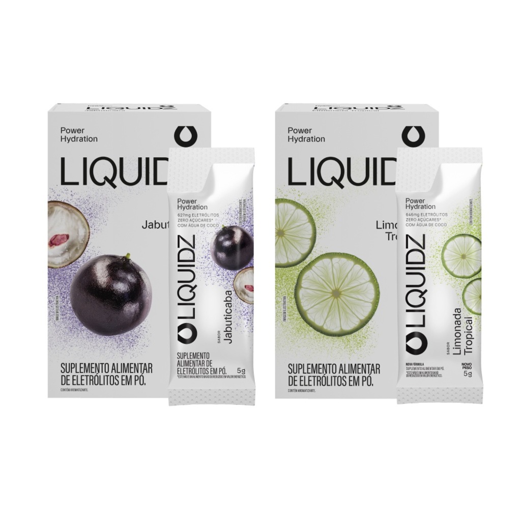 Kit 2 Caixas LIQUIDZ® - Eletrólitos Zero Açúcares - Jabuticaba | Limonada - 12 sachês