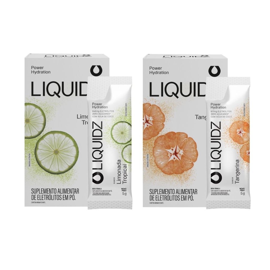 Kit 2 Caixas LIQUIDZ - Eletrólitos Zero Açúcares - Limonada | Tangerina - 12 sachês