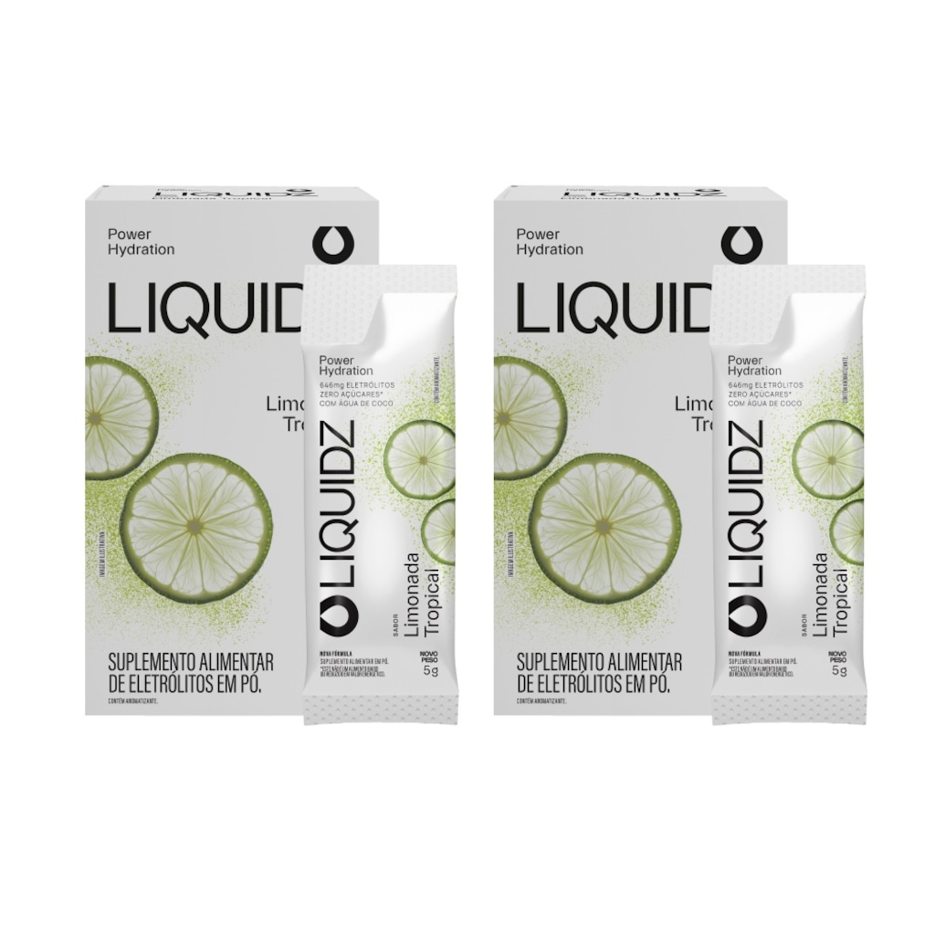 Kit 2 Caixas LIQUIDZ - Eletrólitos Zero Açúcares - Limonada Tropical - 12 sachês