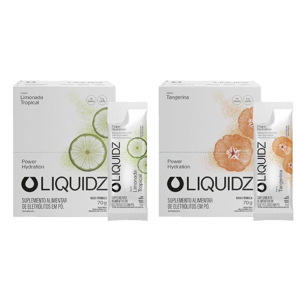 Kit 2 Caixas LIQUIDZ® - Eletrólitos Zero Açúcares - Limonada | Tangerina - 28 sachês
