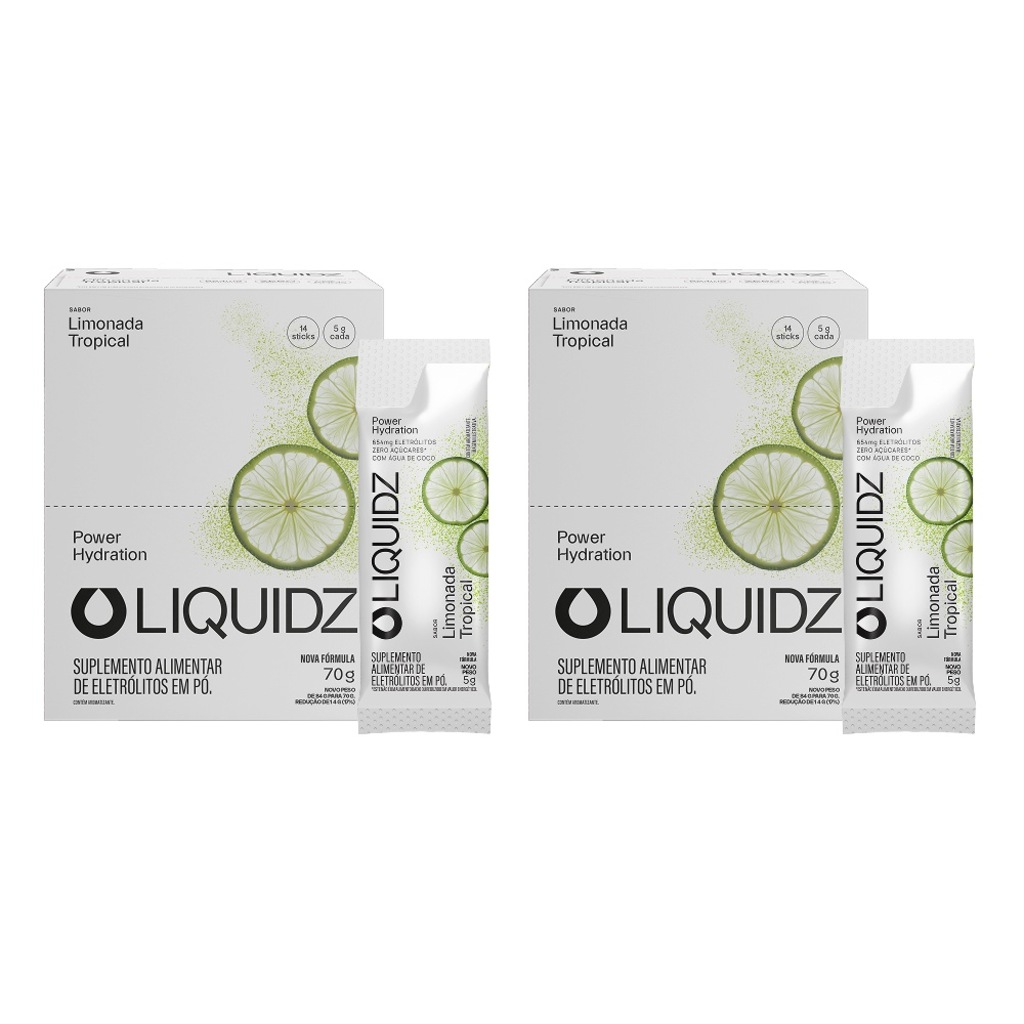 Kit 2 Caixas LIQUIDZ® - Eletrólitos Zero Açúcares - Limonada Tropical - 28 sachês