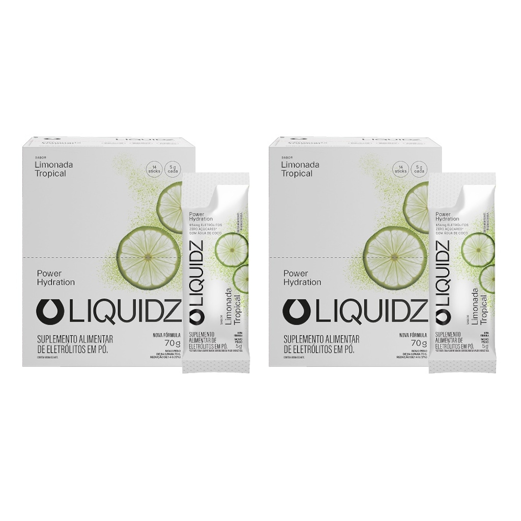 Kit 2 Caixas LIQUIDZ® - Eletrólitos Zero Açúcares - Limonada Tropical - 28 sachês
