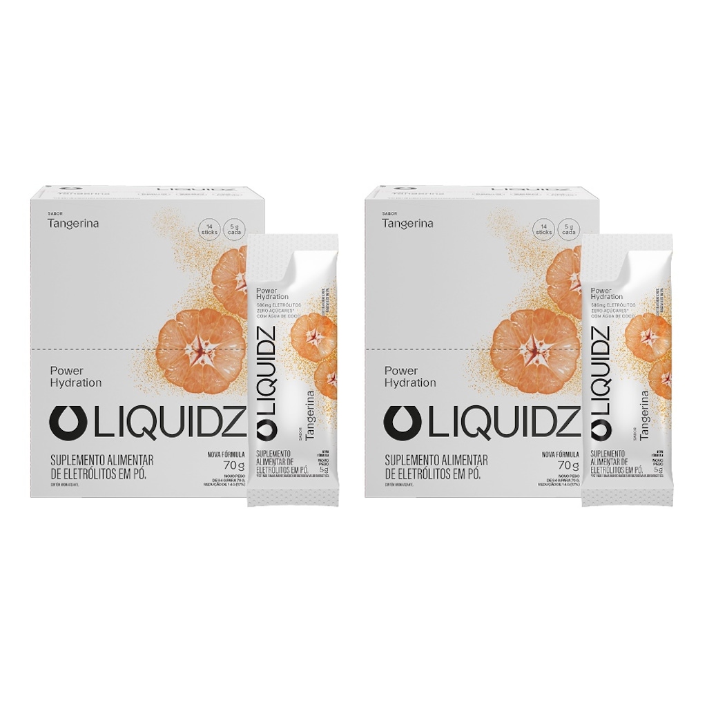 Kit 2 Caixas LIQUIDZ® - Eletrólitos Zero Açúcares - Tangerina - 28 sachês