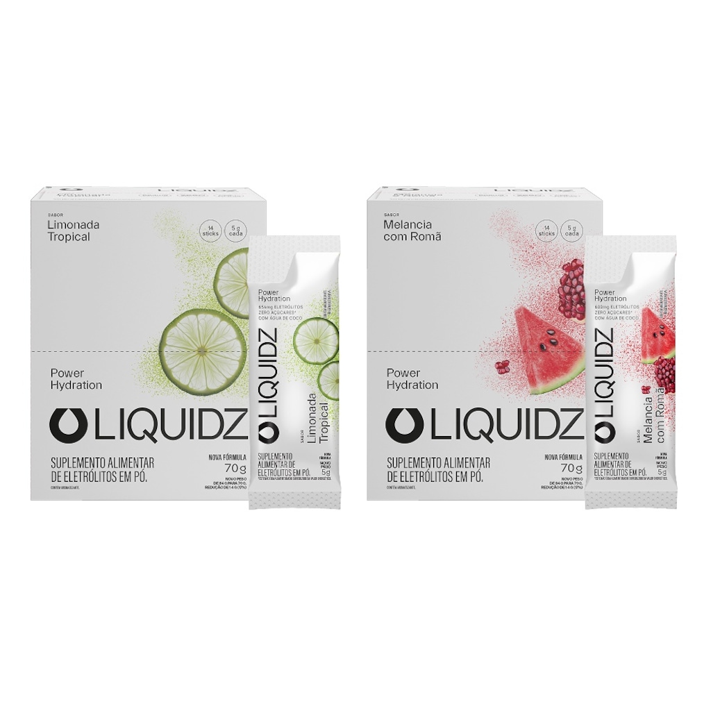 Kit 2 Caixas LIQUIDZ® - Eletrólitos Zero Açúcares - Limonada|Melancia - 28 sachês
