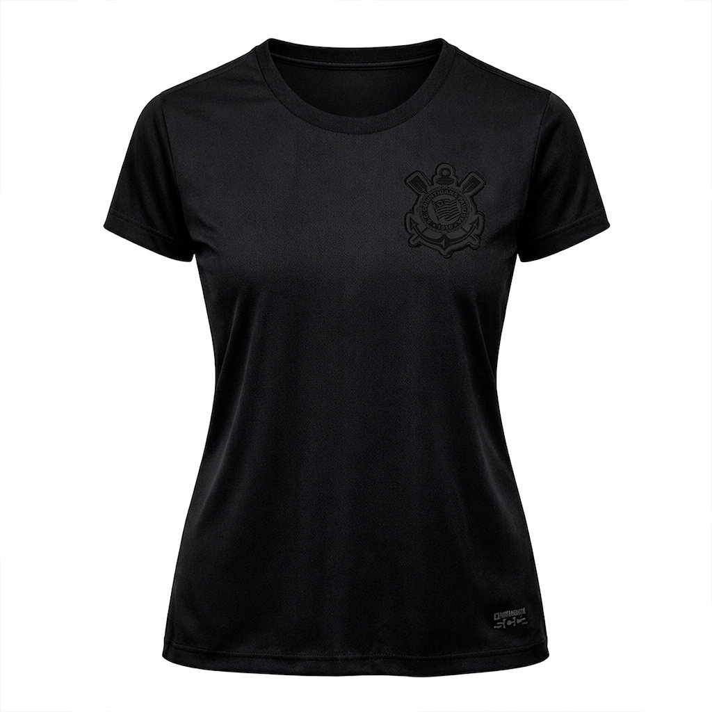 Camisa Corinthians Baby Look All Black Símbolo Coimbra - Feminino