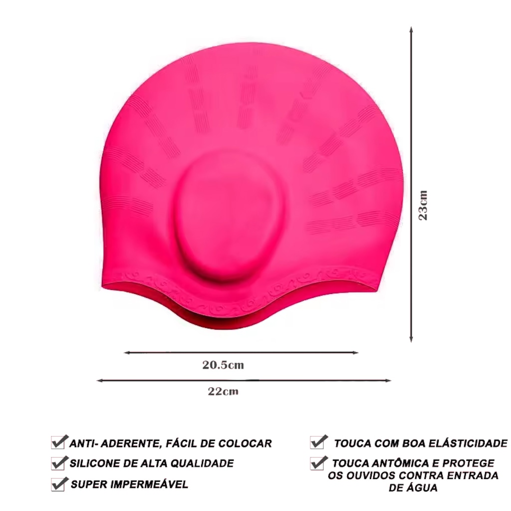 Imagem 2 do produto Touca De Natação Gold Sports Ergononico Ultra III Confort De Silicone - Com Cobertura das Orelhas