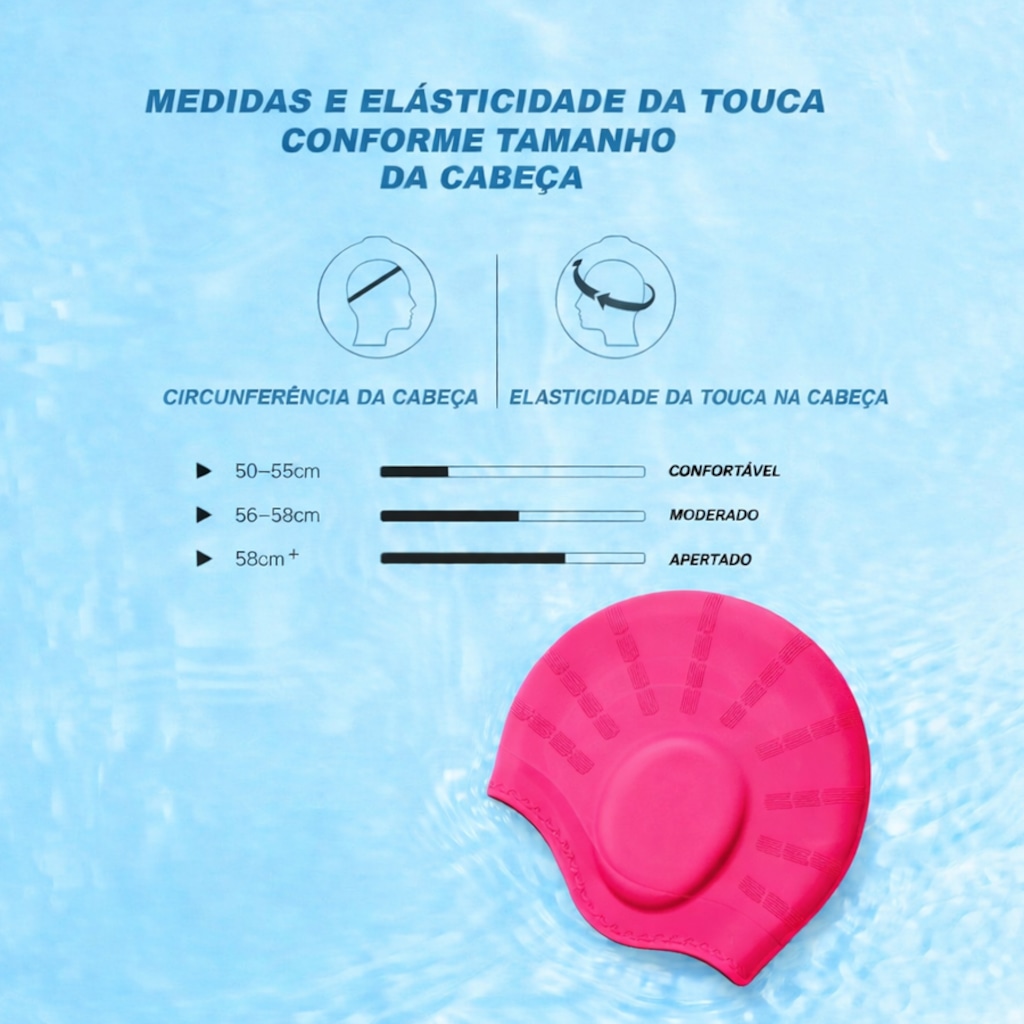Imagem 3 do produto Touca De Natação Gold Sports Ergononico Ultra III Confort De Silicone - Com Cobertura das Orelhas