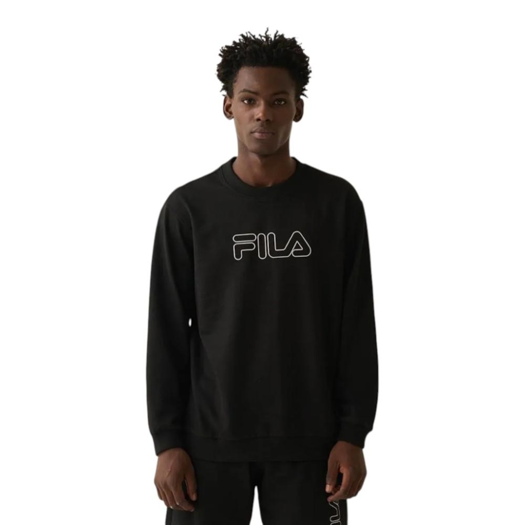 Blusão Moletom Letter Outline Light Fila Masculino