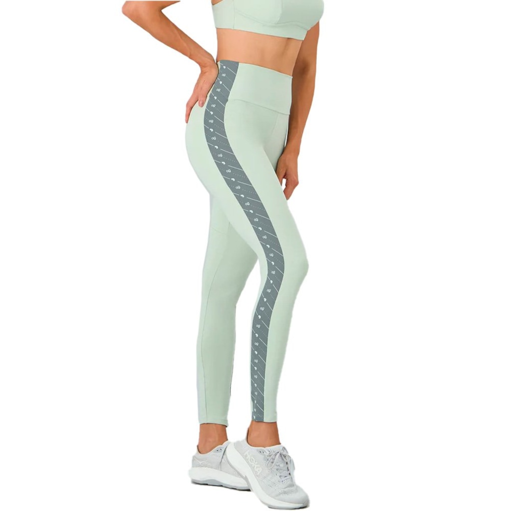 Calça Legging Alto Giro Recortes Com Bolsos Laterais Feminina