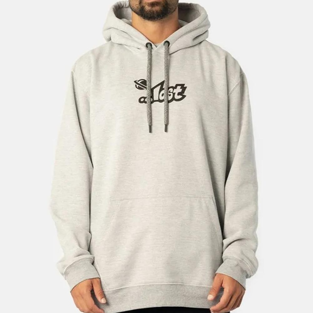 Moletom Lost Canguru Fogo Fire Mescla Médio Masculino