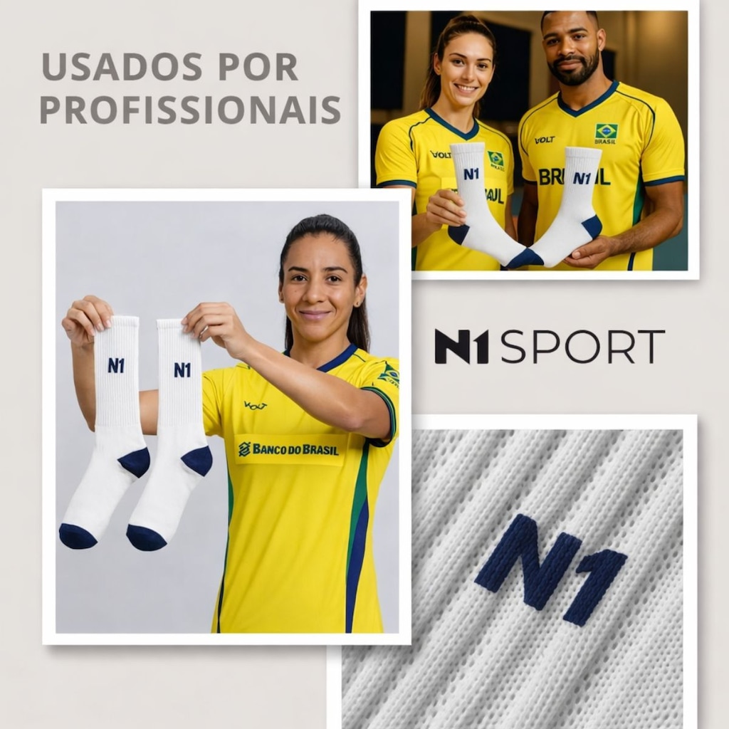 Imagem 5 do produto Meia Cano Alto Vôlei Seleção Brasileira N1 Sport Unissex
