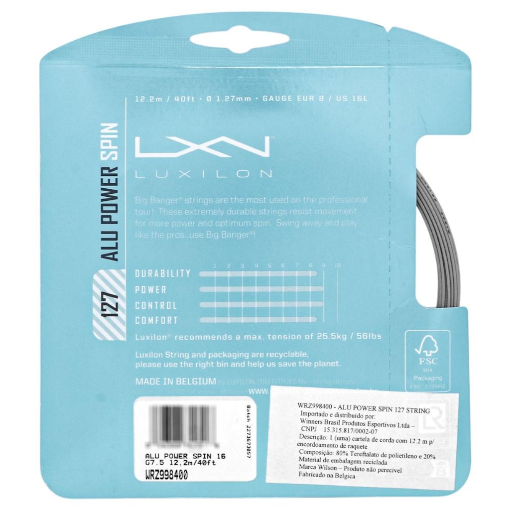 Imagem 3 do produto Corda Luxilon Alu Power Spin 16L 1.27mm - Set Individual
