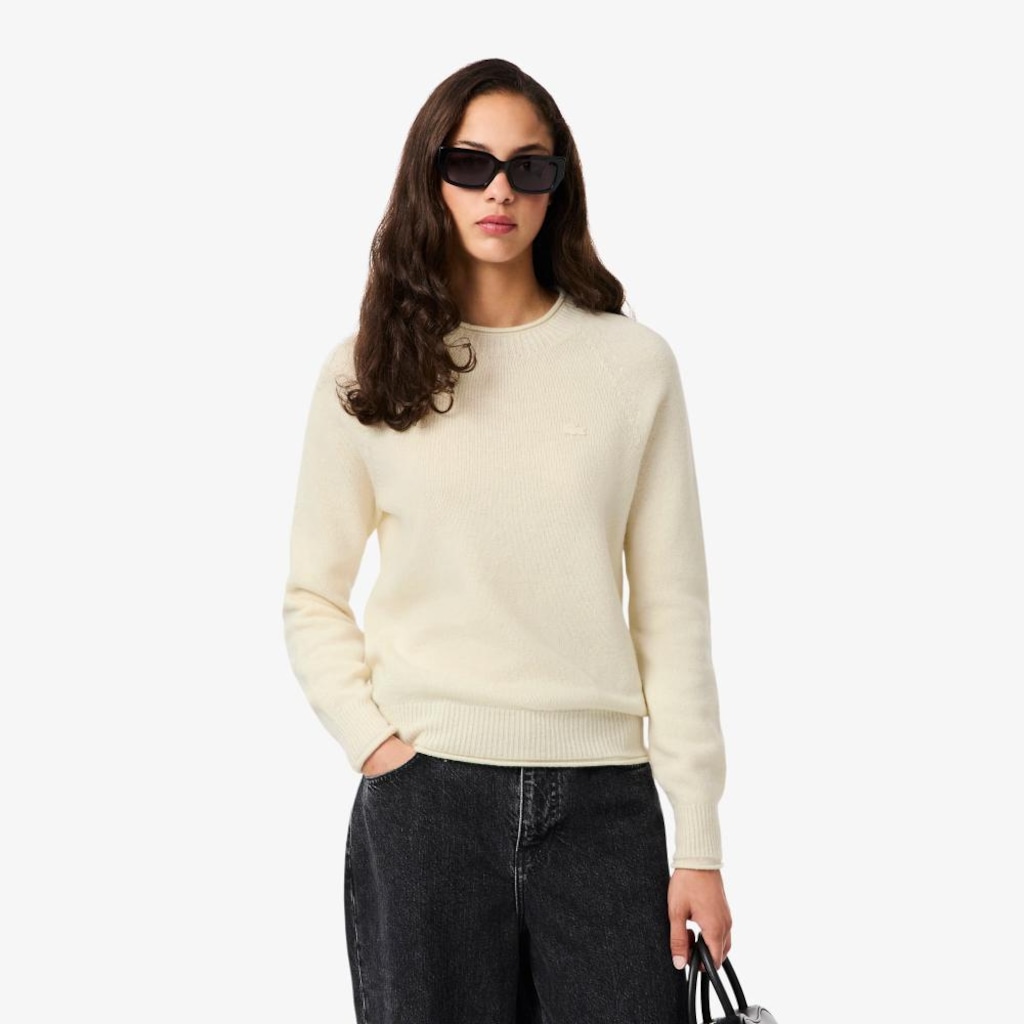 Suéter de Lã Cardada de Malha 3D Lacoste Feminino