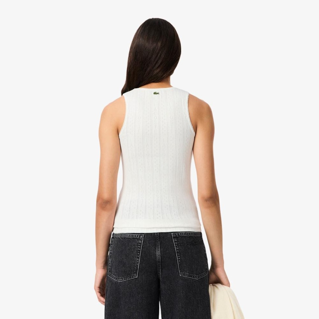 Imagem 3 do produto Camiseta Regata de algodão de malha Pointelle slim fit Lacoste Feminina