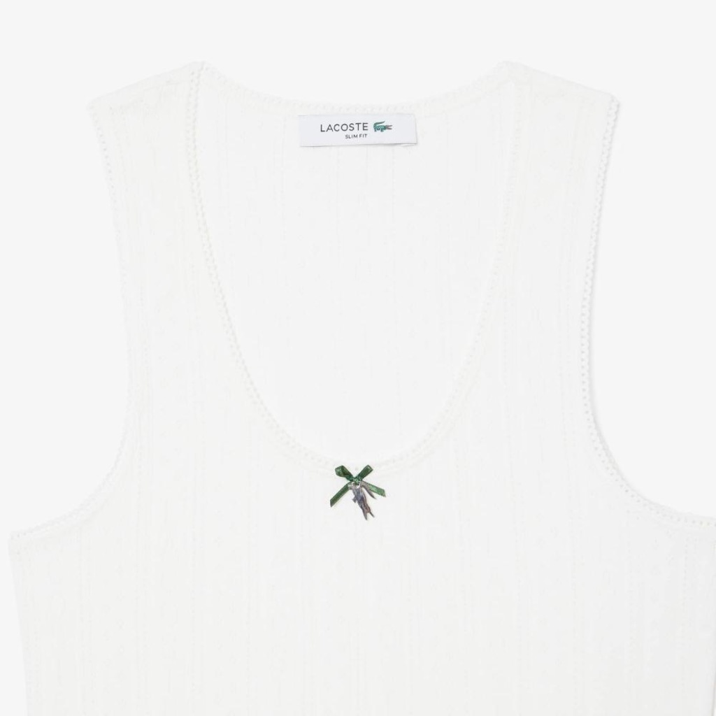 Imagem 5 do produto Camiseta Regata de algodão de malha Pointelle slim fit Lacoste Feminina