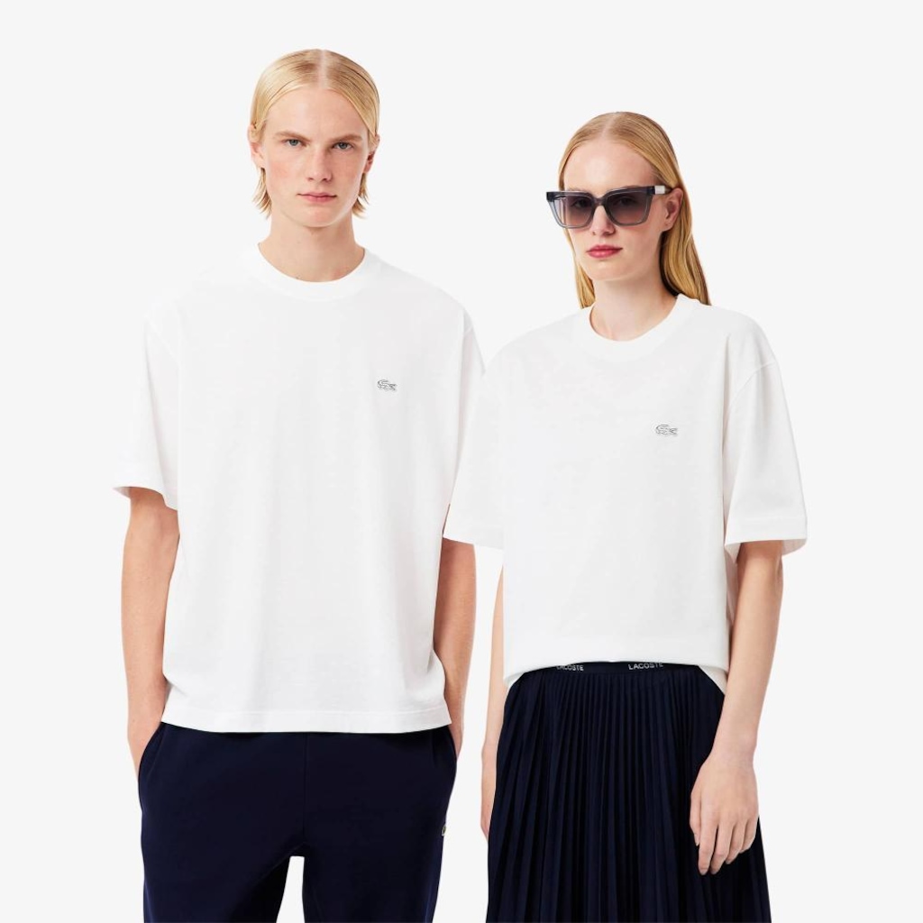 Camiseta de malha pesada de caimento folgado Lacoste Unissex