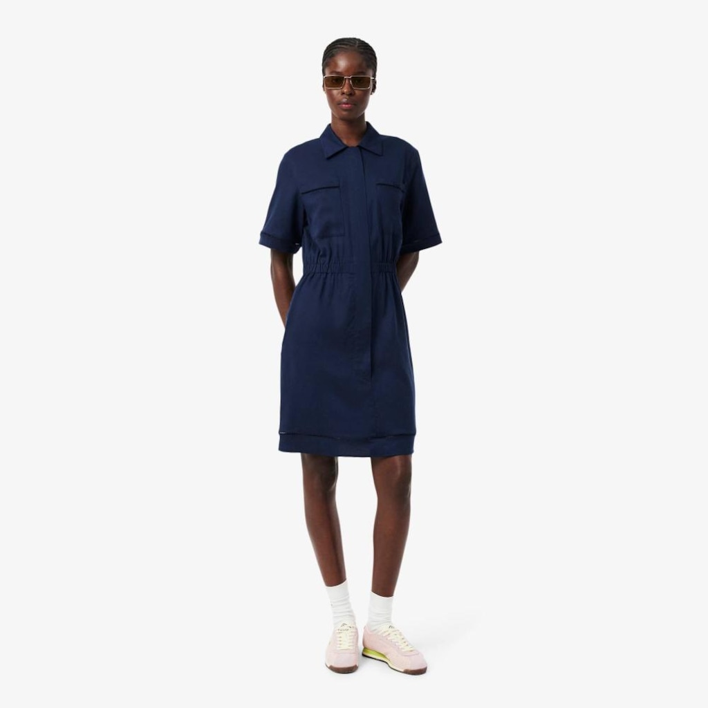 Vestido-Camisa Fluido de Mistura de Linho Lacoste Feminino